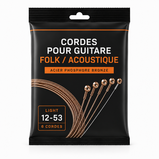 Jeu de 6 cordes acier AMROVA pour guitare folk