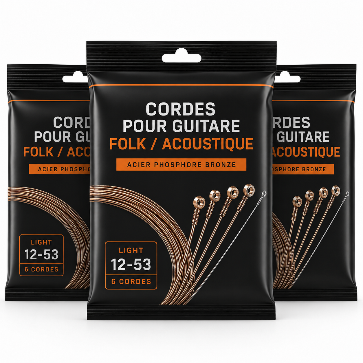 Lot de 3 jeux de cordes acier AMROVA pour guitare folk