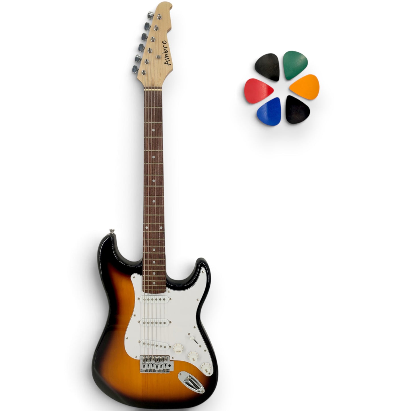 Guitare électrique AMROVA type ST — coloris sunburst, version droitier