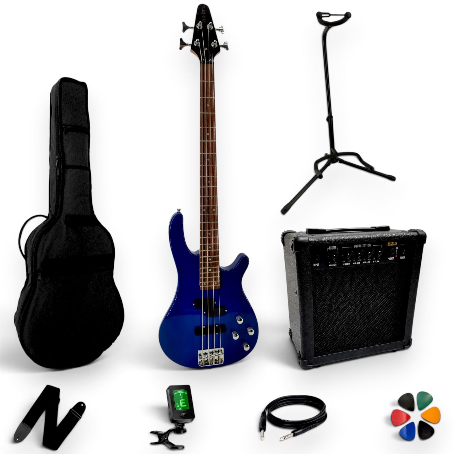 Pack basse AMROVA Complet avec ampli — coloris bleu