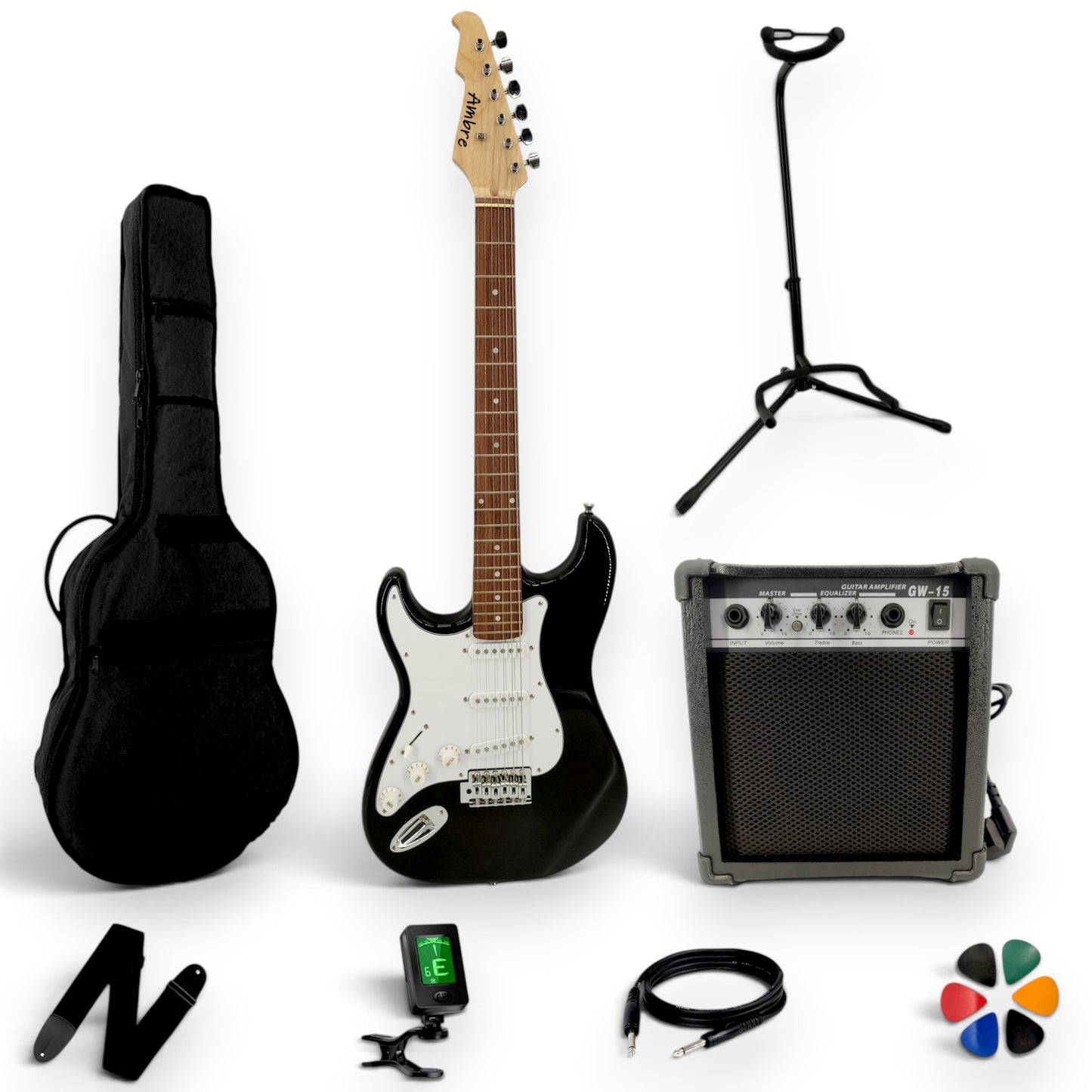 Pack guitare électrique adulte AMROVA — Complet (avec ampli 15 W)