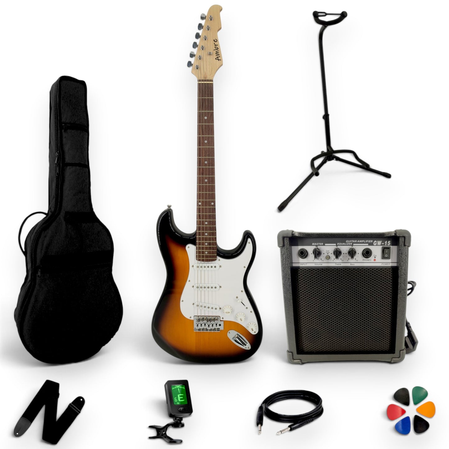 Pack guitare électrique adulte AMROVA — Complet (avec ampli 15 W)