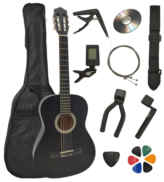 AMROVA Pack Guitare Classique 3/4 (Enfant) 10 Accessoires Cour Vidéo et CD