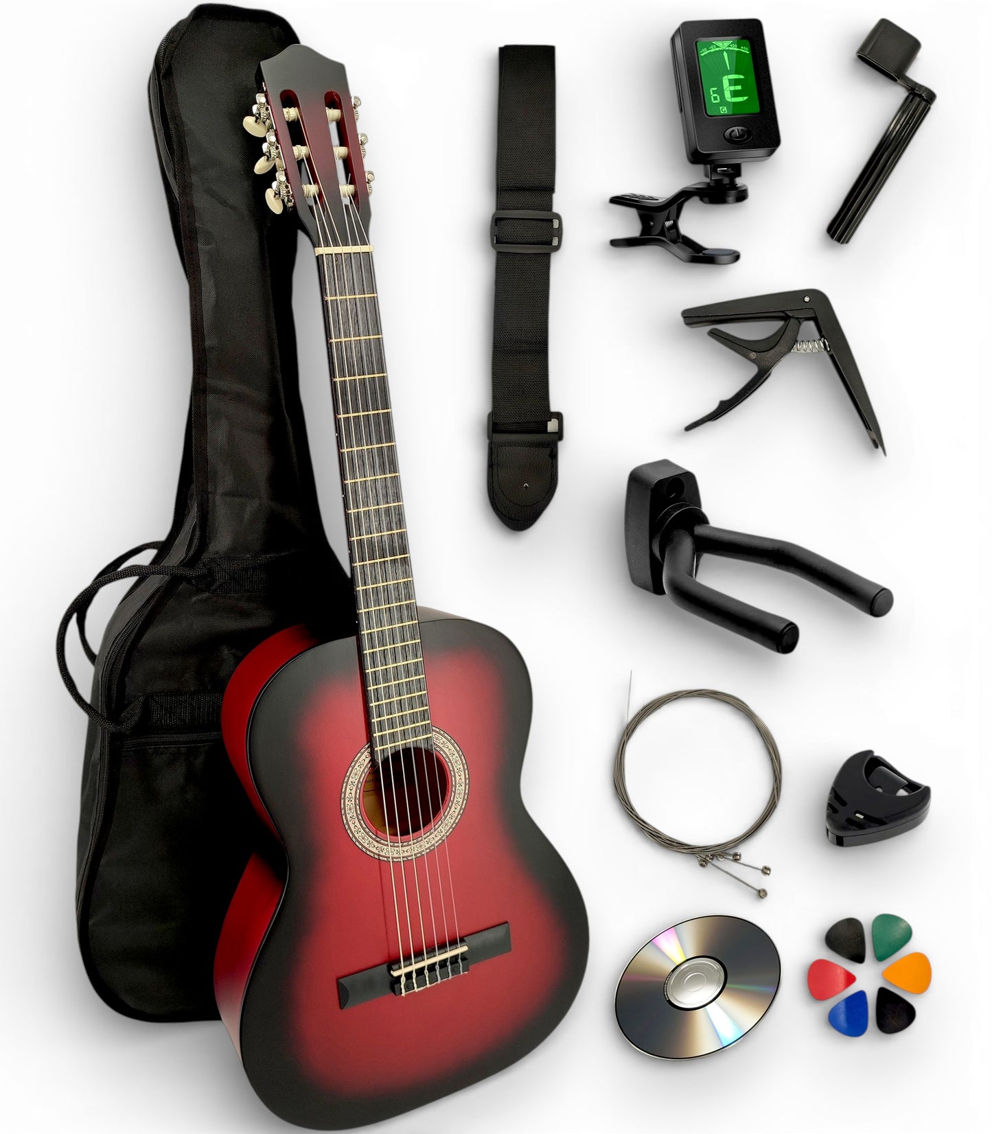 AMROVA Pack Guitare Classique — 11 Accessoires + Support Mural