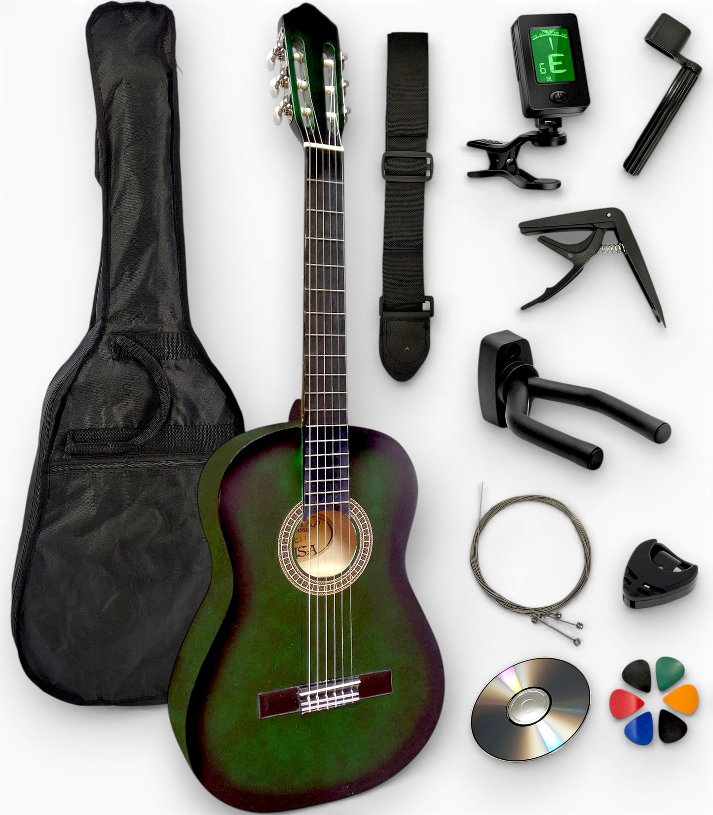 AMROVA Pack Guitare Classique — 11 Accessoires + Support Mural