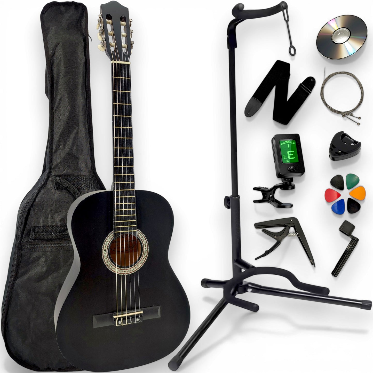 AMROVA Pack Guitare Classique — 11 Accessoires + Support au Sol