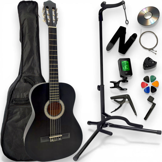 AMROVA Pack Guitare Classique — 11 Accessoires + Support au Sol