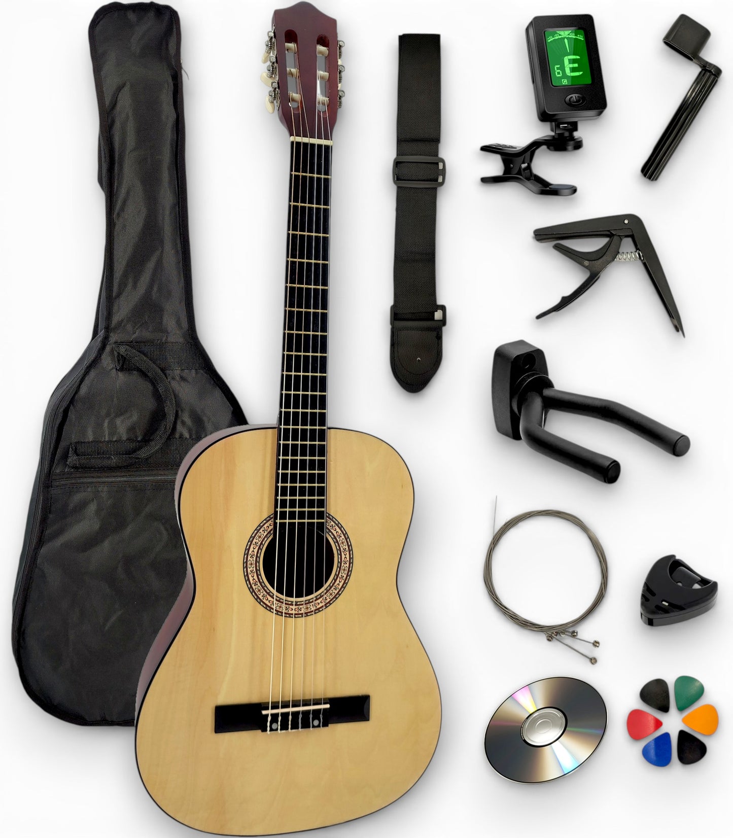 Guitare classique 4/4 adulte AMROVA — 11 accessoires + support mural