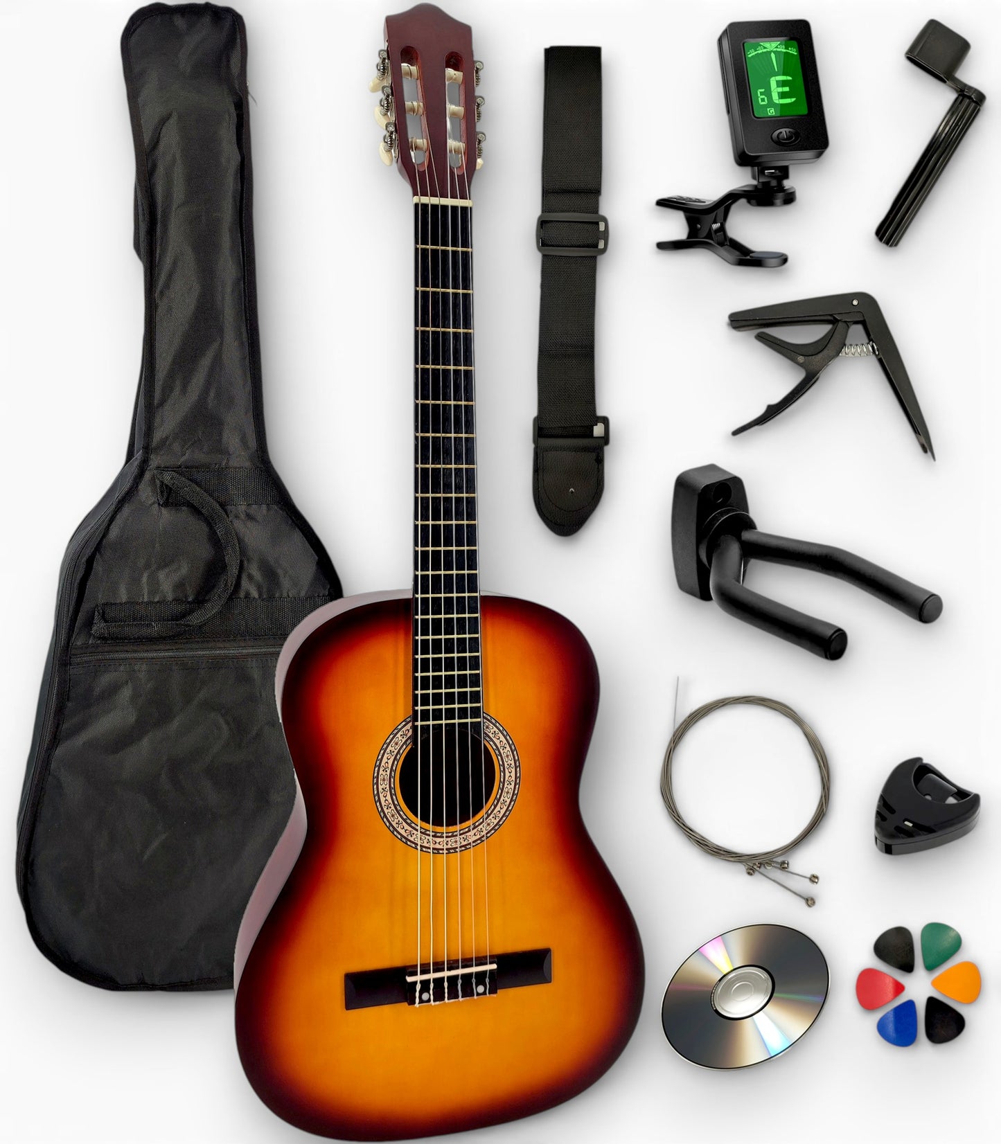 Guitare classique 4/4 adulte AMROVA — 11 accessoires + support mural